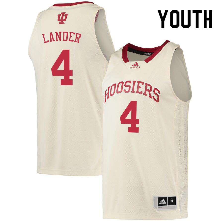 Youth #4 Khristian Lander Indiana Hoosiers College Basketball Jerseys Sale-Cream - Click Image to Close